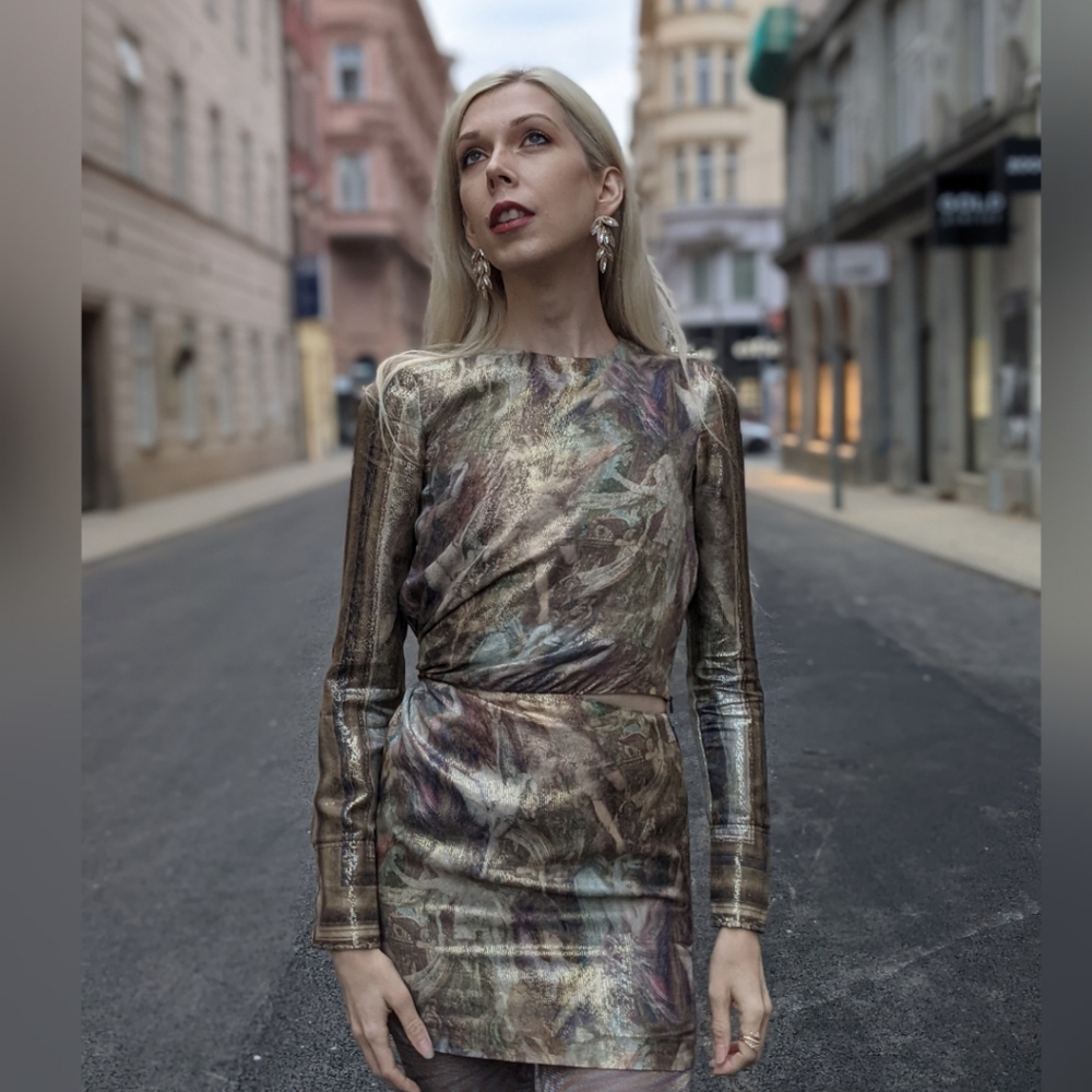 H&M Conscious Exclusive Dress 4 Silk Lyocell Cocktail Party Metallic